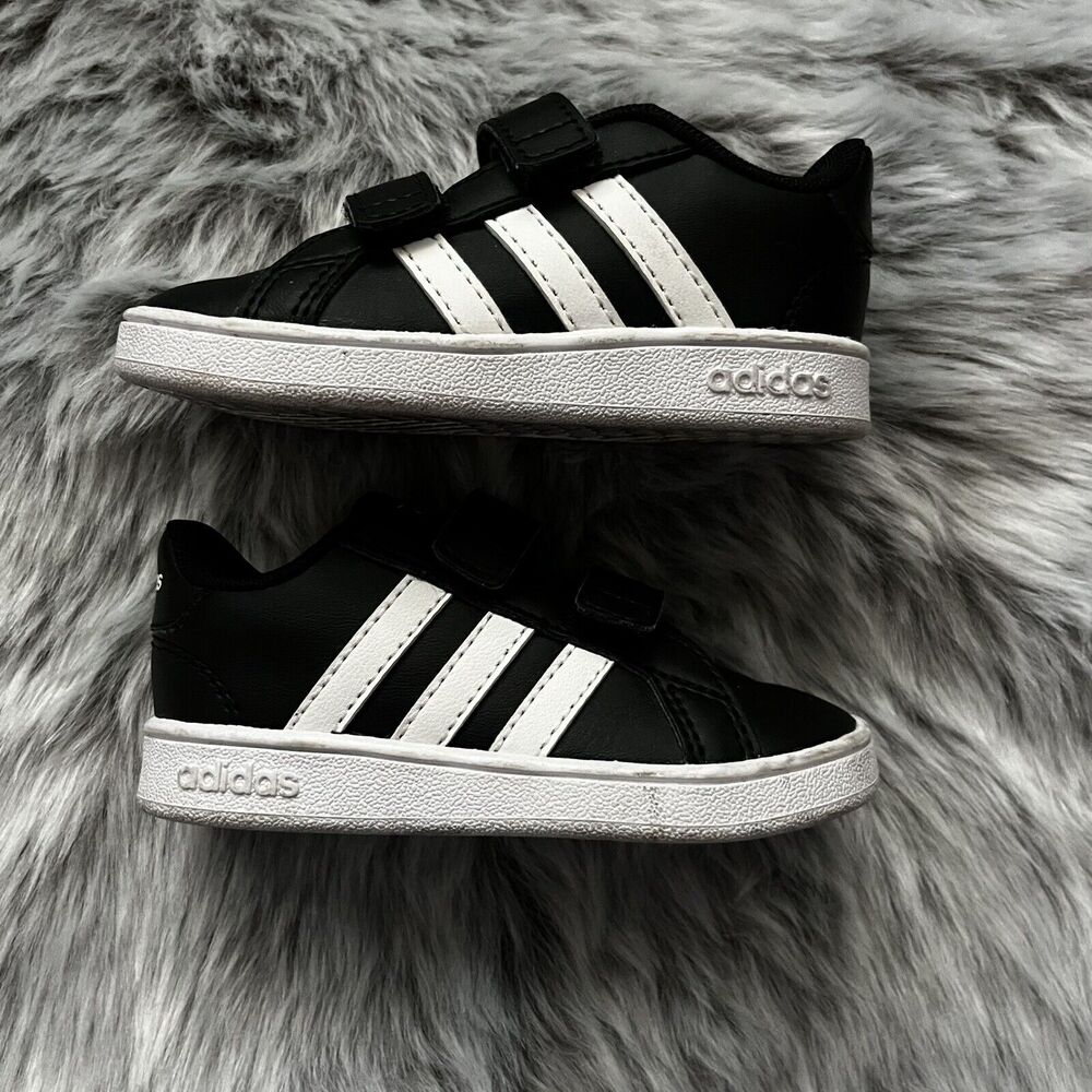 adidas Kids Boy/Girl Grand Court Infant Sneakers Low Profile Strap Sz 6K